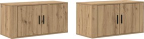 vidaXL Set Dulap TV montat pe perete Pe perete 2 pcs Stejar Artizanal