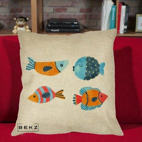 Perna Decorativa Pesti Acuarela, 40x40 cm, Crem, Husa Detasabila, Perna Inclusa, BEKZ®