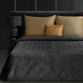 Cuvertură de pat neagră de înaltă calitate VICTORIA din catifea fină Lăţime: 220 cm | Lungime: 240 cm