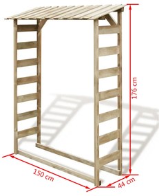 Sopron lemne de foc, 150 x 44 x 176 cm, lemn de pin tratat 150 x 44 x 176 cm