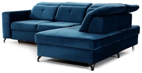 Canapea de colț cu funcție de dormit Belavio L Dreapta - Albastru marin țesătură de acoperire Monolith 77