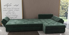 Colțar extensibil dumonde cu ladă de depozitare si sezut confortabil din spuma high-density, Loana XL Euphoria Verde 335x185 cm