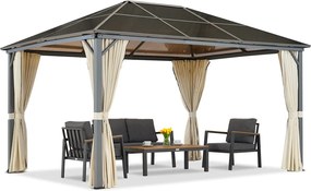 Milos 3x4m foișor de grădină cu perdele crem Garden Point