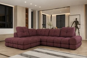 Coltar extensibil TOLLO L, sezlong stanga, stofa catifelata visiniu -