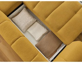 Colțar galben muștar extensibil/cu spațiu de depozitare (cu colț pe partea dreaptă/cu șezlong) Fuji – Bobochic Paris