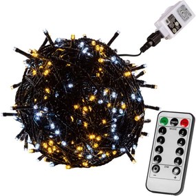 Lanț de Crăciun 200 LED - 20 m, alb cald / rece + controler