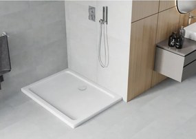 Mexen Flat tăviță de duș dreptunghiulară slim 120 x 90 cm, albă, sifon cromat - 40109012