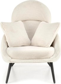 Scaun de relaxare modern MERRY, crem, stofa/otel, 80x90x95 cm