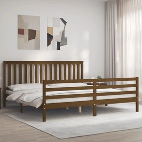 3194269 vidaXL Cadru pat cu tăblie, maro miere, 200x200 cm, lemn masiv