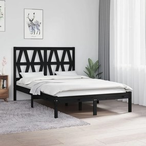 Cadru pat Small Double 4FT, negru, 120x190 cm, lemn masiv pin Negru, 120 x 190 cm