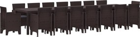 vidaXL Set de masă de grădină cu perne cu pernă 17 pcs Maro PP