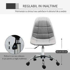 Vinsetto Scaun Rotativ Ergonomic cu Bază cu 5 Roți Înălțime Ajustabilă Gri 59x59x81-91cm | Aosom Romania