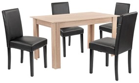 Set de masă Leon 4+1, stejar Sonoma-negru