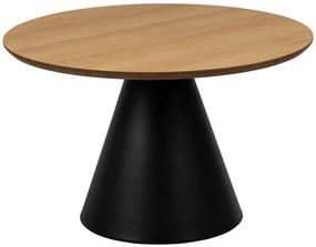 MAZZONI EXPORT BOSCO Stejar natural/picior negru - MASĂ DE CAFEA ROTUNDĂ 65 cm MASĂ DE CAFEA PENTRU SUFRAGERIE FURNIR