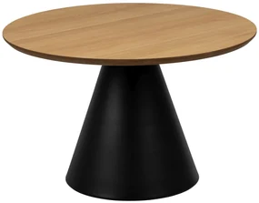 MAZZONI EXPORT BOSCO Stejar natural/picior negru - MASĂ DE CAFEA ROTUNDĂ 65 cm MASĂ DE CAFEA PENTRU SUFRAGERIE FURNIR