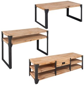 274708 vidaXL Set mobilier de sufragerie, 3 piese, lemn masiv de acacia
