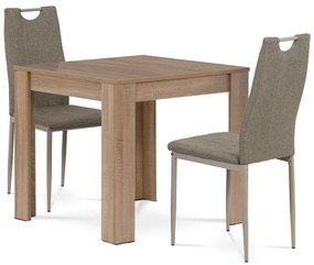 Set masă MDF cu 2 scaune, 80 x 80 x 75 cm, stejarSonoma