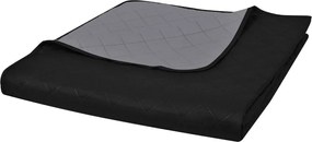 vidaXL Cuvertură matlasată cu două fețe, negru/gri, 220 x 240 cm