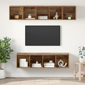 vidaXL Set comodă TV 4 pcs Lemn vechi 37 x 37 x 142.5 cm Lemn compozit