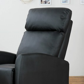 HOMCOM Fotoliu Relax Rabatabil Ergonomic Piele Sintetica 65 × 92 × 100cm, Negru | Aosom Romania
