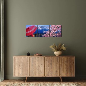 Tablou - cu privire la munte - Japonia (cu ceas) (90x30 cm)