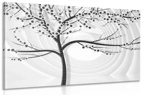 Tablou copac modern pe fundal abstract alb-negru