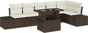 vidaXL Set de canapele pentru grădină 7 pcs Maro Rattan poli