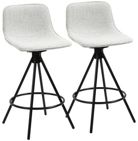 HOMCOM Set de 2 Taburete Înalte pentru Bucătărie cu Șezut Rotativ, Taburete de Bar Tapițate, 41,5x47,5x90 cm, Gri Deschis | Aosom Romania