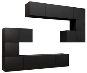 3078828 vidaXL Set dulapuri TV, 8 piese, negru, lemn prelucrat