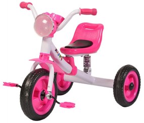 Tricicleta cu pedale NOVOKIDS™ Felix Trike ,Cu melodii si lumini, Max 20 kg, Suspensie spate, Roti din cauciuc EVA, Cadru metalic, Roz