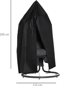 Outsunny Husă pentru fotoliu suspendat husă pentru fotoliu cocon material Oxford 210D cu fermoar Ø 115 x 190 cm negru | Aosom Romania