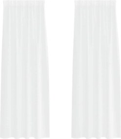 vidaXL Cortină din Voile cu perdele 2 pcs Alb 225 x 140 cm Poliester