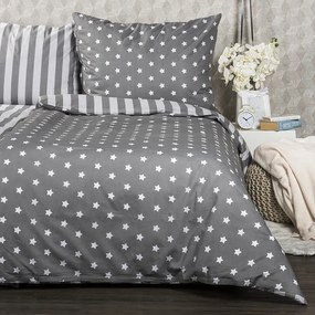 4Home Lenjerie pat bumbac Stars gri, 1 pers., 140 x 220 cm, 70 x 90 cm