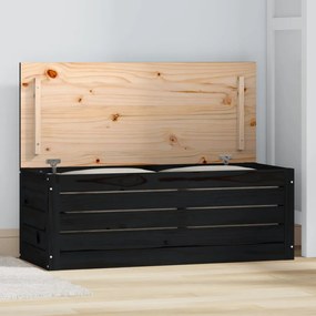 823623 vidaXL Cutie de depozitare, negru, 89x36,5x33 cm, lemn masiv de pin