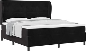 vidaXL Pat cu arcuri cu saltea cu headboard Negru 200 x 180 cm Catifea