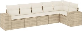 vidaXL Set canapele de grădină cu perne, 6 piese, bej, poliratan