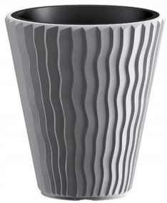 Ghiveci decorativ de flori, rotund, gri, 29.7x33 cm, Sandy