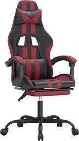 vidaXL Scaun gaming pivotant/suport picioare negru/roșu vin piele eco