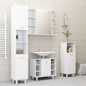 vidaXL Set mobilier de baie, 4 piese, alb, lemn prelucrat