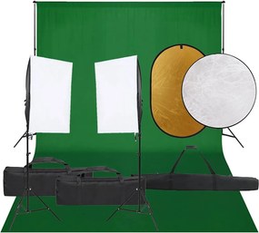 vidaXL Kit studio foto cu set de lumini, fundal și reflector