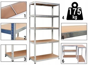ShopJK RAFT METALIC ZINCAT FĂRĂ ȘRUBURI 180x90x40 CM, CAPACITATE DE ÎNCĂRCARE 875KG