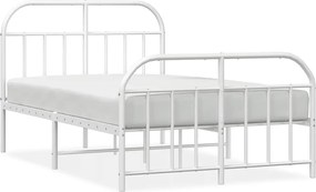 vidaXL Cadru de pat metalic cu tăblie, alb, 120x190 cm