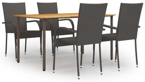vidaXL Set mobilier de grădină, 5 piese, maro, poliratan