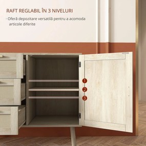 HOMCOM Dulap de depozitare Boho cu 3 sertare, elemente decorative | Aosom Romania