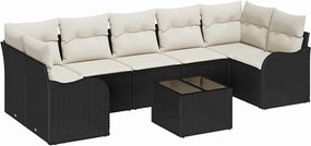 vidaXL Set de canapele pentru grădină cu pernă 8 pcs Negru și Crem