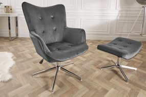 Fotoliu pivotant, design extravagant Lounger, catifea gri A-39511 VC