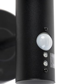 Aplică de perete exterioară neagră cu senzor de mișcare IP44 - Gleam