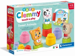 SET DE JOACA EDUCATIONAL SOFT CLEMMY CU ANIMALUTE 6 CUBURI MOI SI CARTICICA - CLEMENTONI (CL17849)