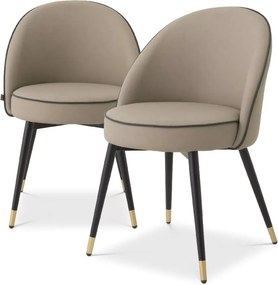 Set de 2 scaune design LUX Cooper, piele sintetica bej