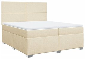 3290593 vidaXL Pat box spring cu saltea, crem, 200x200 cm, textil